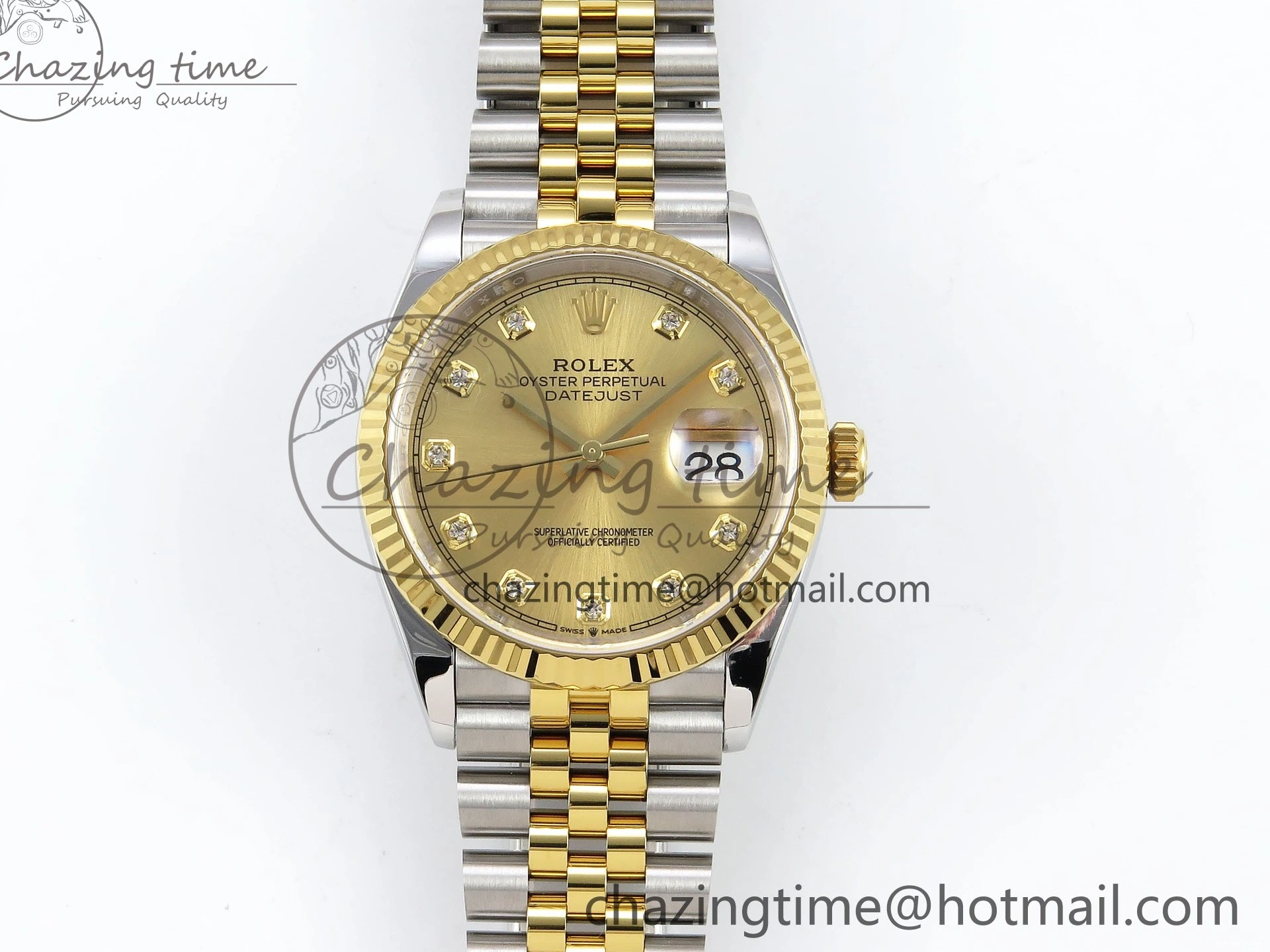 0107 DateJust 36 126233 APF 1:1 Best Edition 904L Steel YG Diamonds Dial on SS YG Jubilee Bracelet VR Unisex 1592